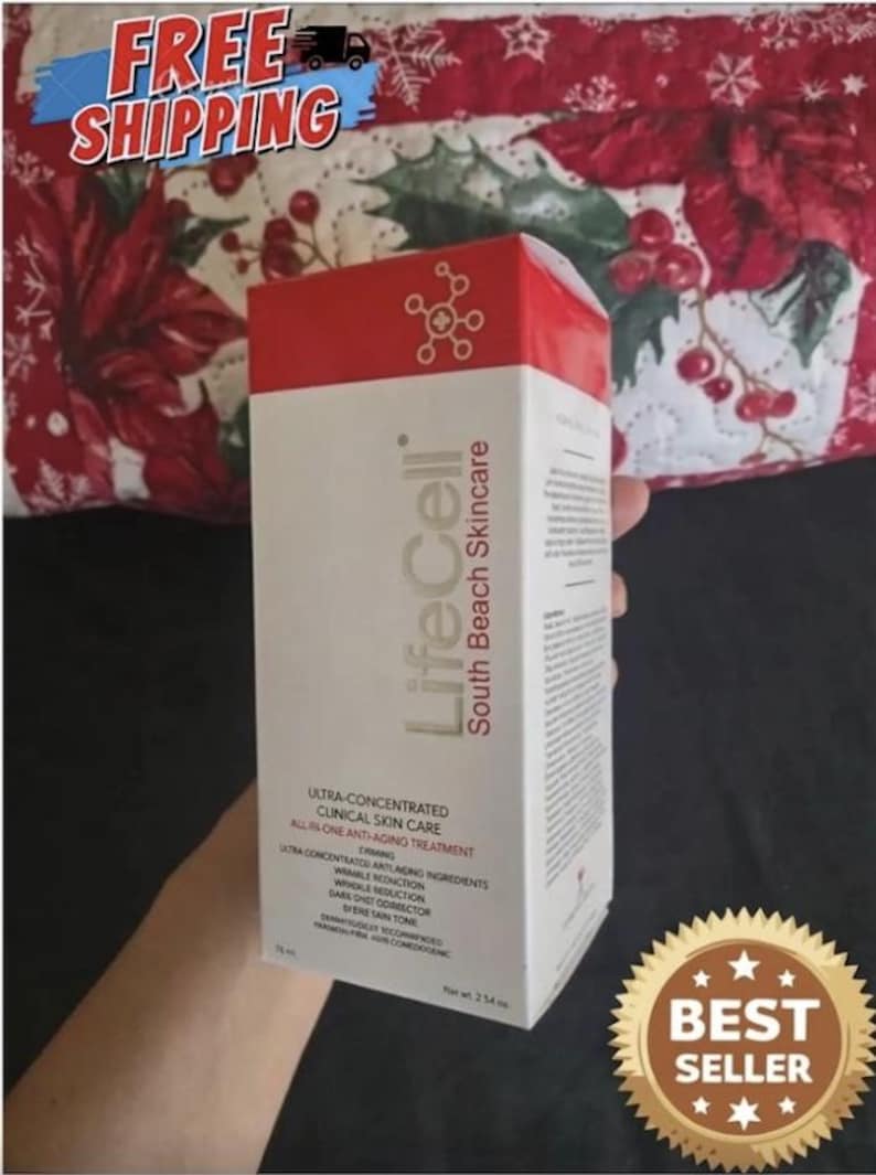 May include: A white and red box of LifeCell South Beach Skincare, an ultra-concentrated anti-aging treatment. The box features the text "LifeCell" and "South Beach Skincare". A "Best Seller" sticker is visible.