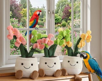 Blomma Plyschleksak Söt Kawaii Dekor Krukväxt Plysch Kudde Mjuka Blommor Kruka Plysch Estetisk Rumsdekor Skrivbordsdekor Present till Barn Flickor 35 cm