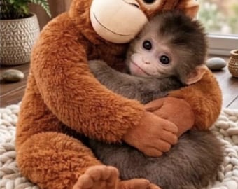 Punch Monkey Orangutang Plyschleksak: Mjukt Krambart Gosedjur Kompis Fri Frakt