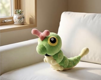 Carey Caterpillar plysch | Grön larvleksak | Kawaii insektsplysch | Barnkammardekor | Babypresent | Mjukt insektsgosedjur
