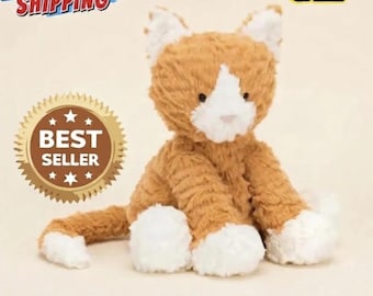 Fuddlewuddle Ginger Cat Plush 20 cm, Orange Kattunge Mjukisdjur, Söt Gosedjur, Present till Barn, Mysig Inredning