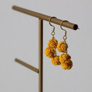 Orecchini giapponesi mizuhiki, carta washi giapponese, gioielli di carta, regalo giapponese, colore mimosa