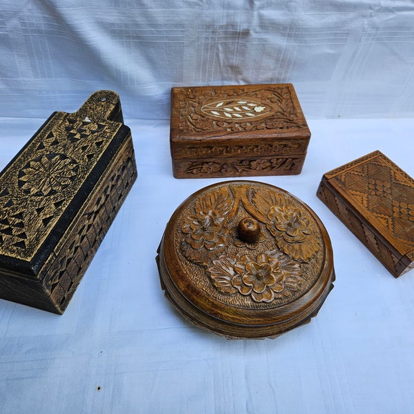 Vintage Handcrafted Wooden Jewelry Boxes - Exquisite and Functional Art Pieces