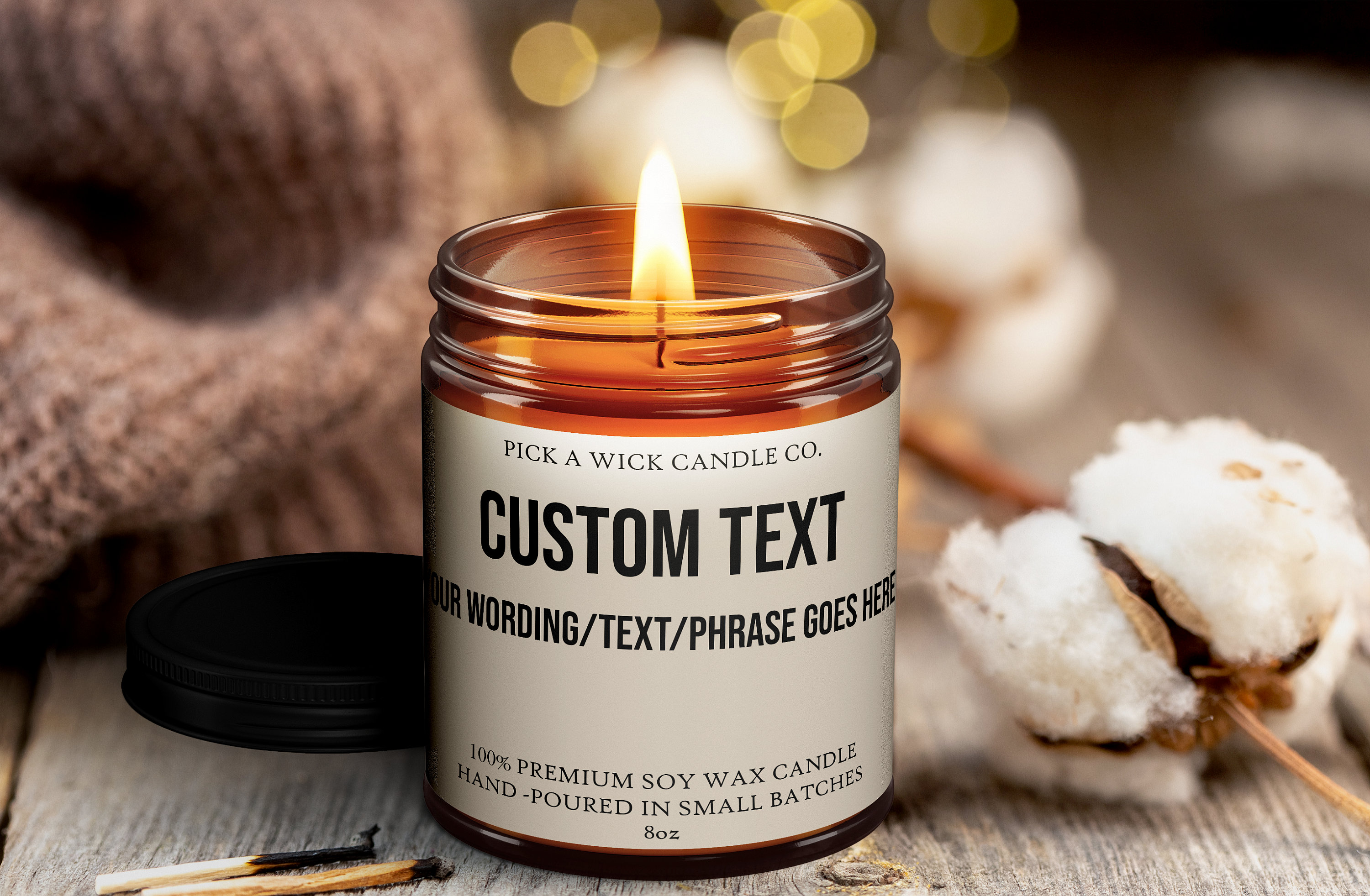 8oz Custom Personalized Christmas Candle Custom Gift Custom Message Ch