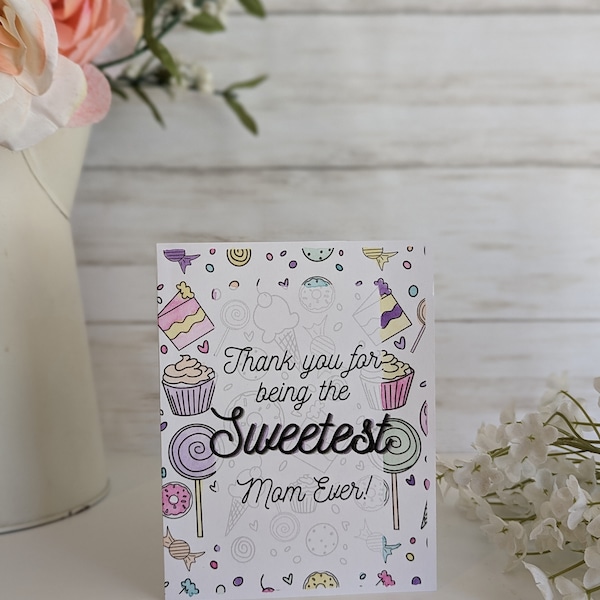 Watercolor Mother's day Card, Sweetest mom
