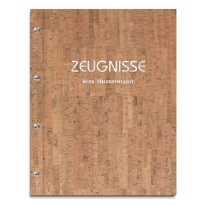 Personalizable certificate folder in light cork look with your own name