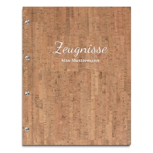 Personalizable certificate folder in light cork look with your own name