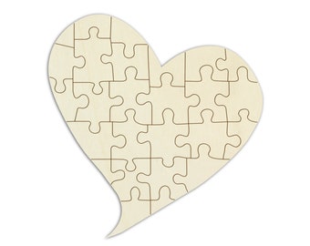 Wooden puzzle Curved heart with 26 pieces