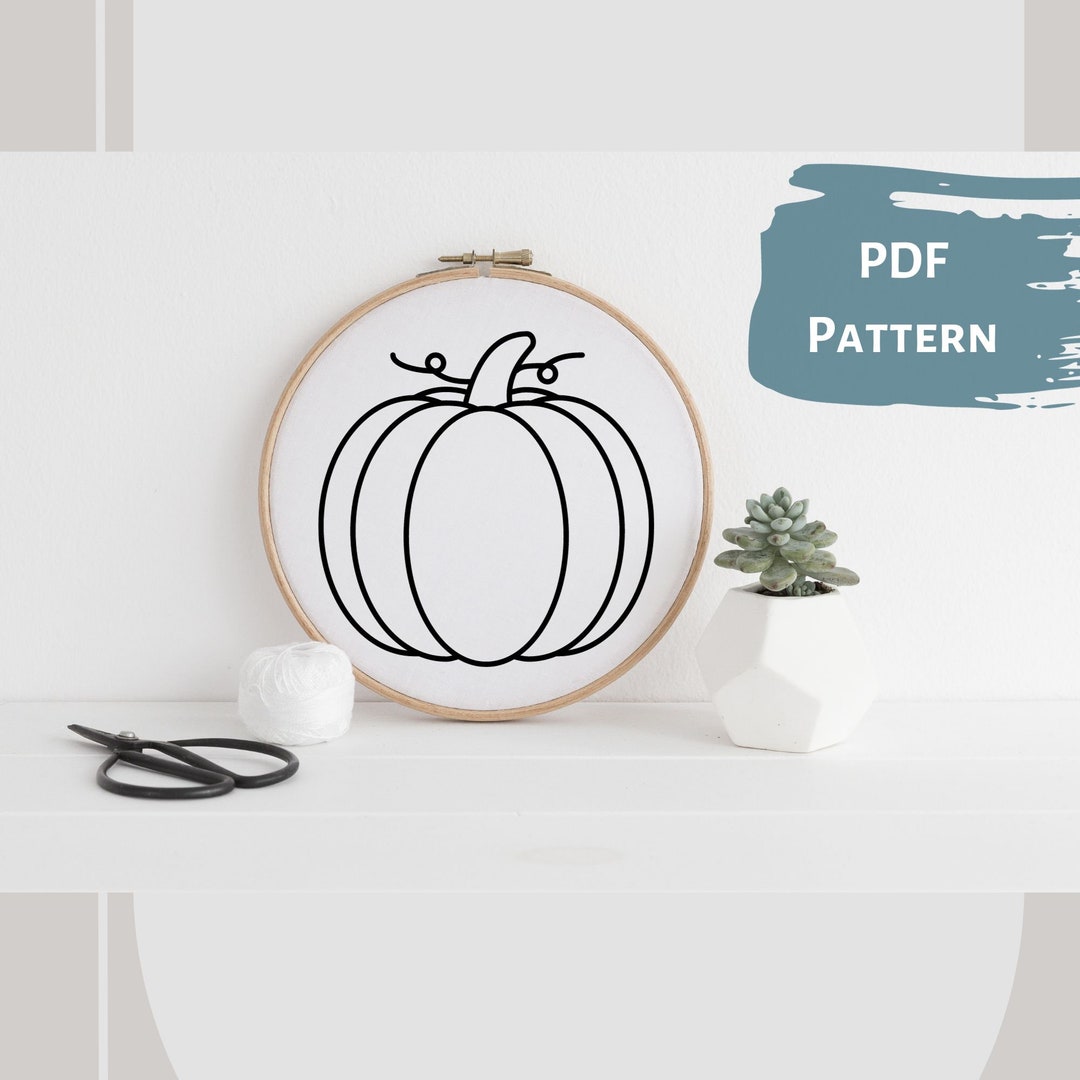 Pumpkin II - Hand Embroidery PDF Pattern, 4 Sizes, Instant Digital ...