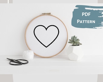 Heart Outline - Hand Embroidery PDF Pattern, 4 sizes, Instant Digital Download
