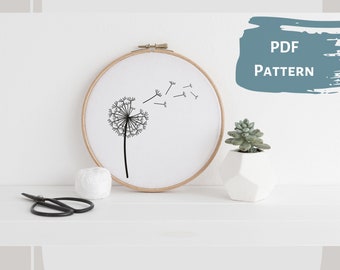 Dandelion IV - Hand Embroidery PDF Pattern, 4 sizes, Instant Digital Download