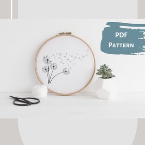 Dandelion II - Wzór PDF do haftu ręcznego, 4 rozmiary, natychmiastowe pobranie cyfrowe