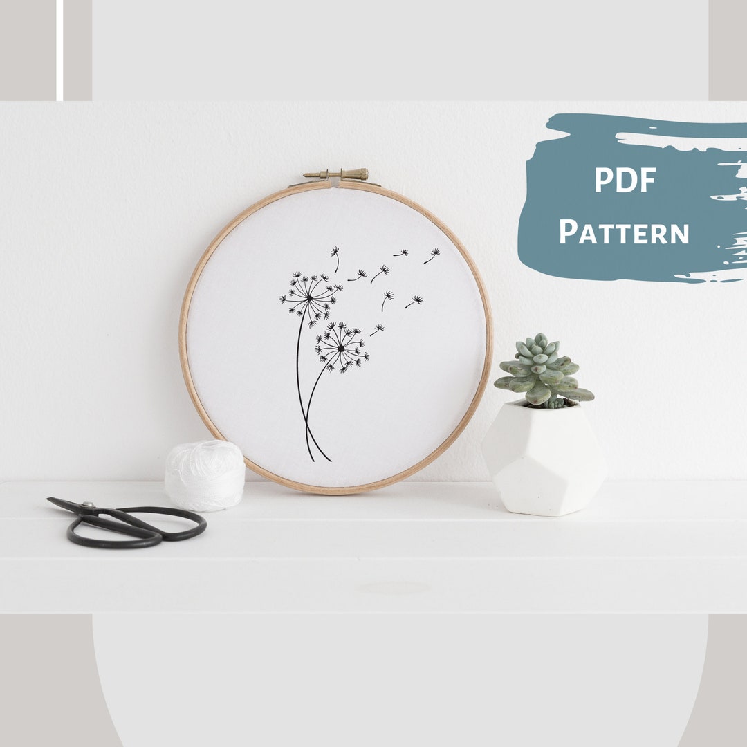 Dandelion - Hand Embroidery PDF Pattern, 4 Sizes, Instant Digital ...