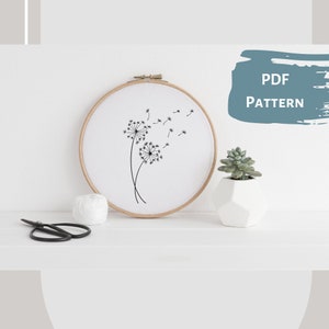 Dandelion - Hand Embroidery PDF Pattern, 4 sizes, Instant Digital Download
