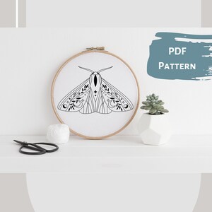 Moth II - Hand Embroidery PDF Pattern, 4 sizes, Instant Digital Download