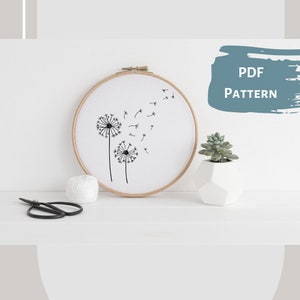 Dandelion III - Hand Embroidery PDF Pattern, 4 sizes, Instant Digital Download