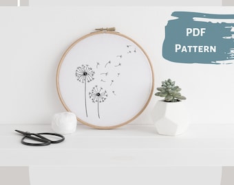 Dandelion III - Hand Embroidery PDF Pattern, 4 sizes, Instant Digital Download