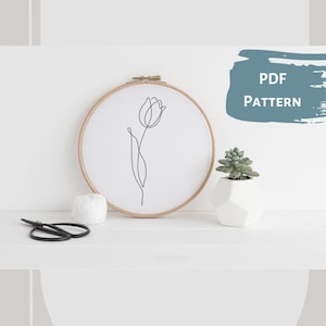 SimpIe Tulip - Hand Embroidery PDF Pattern, 4 sizes, Instant Digital Download