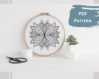 Mandala I - Hand Embroidery PDF Pattern, 4 sizes, Instant Digital Download