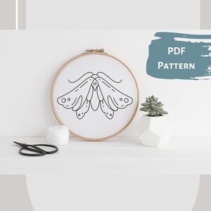 Moth IV - Hand Embroidery PDF Pattern, 4 sizes, Instant Digital Download