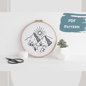 Mountain I- Hand Embroidery PDF Pattern, 4 sizes, Instant Digital Download