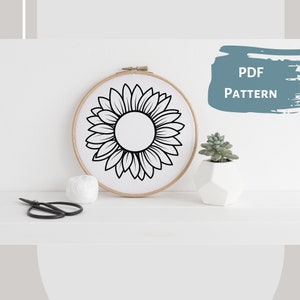 Sunflower III - Hand Embroidery PDF Pattern, 4 sizes, Instant Digital Download