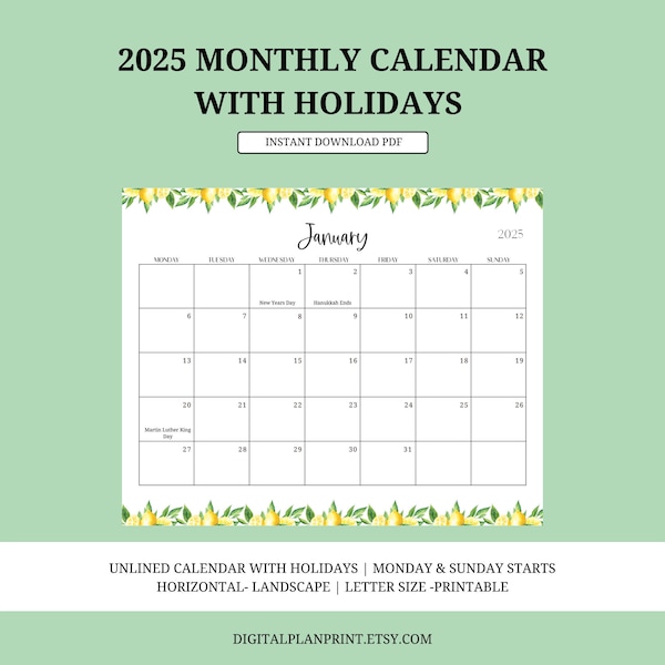2025 Calendar Etsy