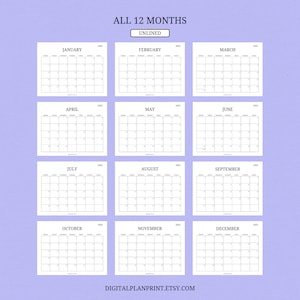 2025 Monthly Calendar,printable,minimalist Style -black Color Design ...