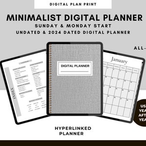 Digital Planner, GoodNotes Planner, iPad Planner,Minimalist Planner, Undated Digital Planner, Dated Digital Planner, 2024 Digital Planner