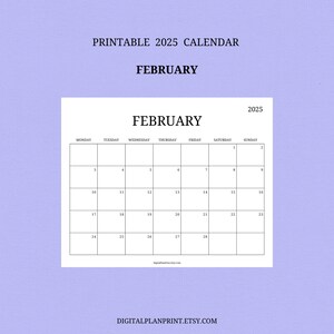 2025 Monthly Calendar,printable,minimalist Style -black Color Design ...