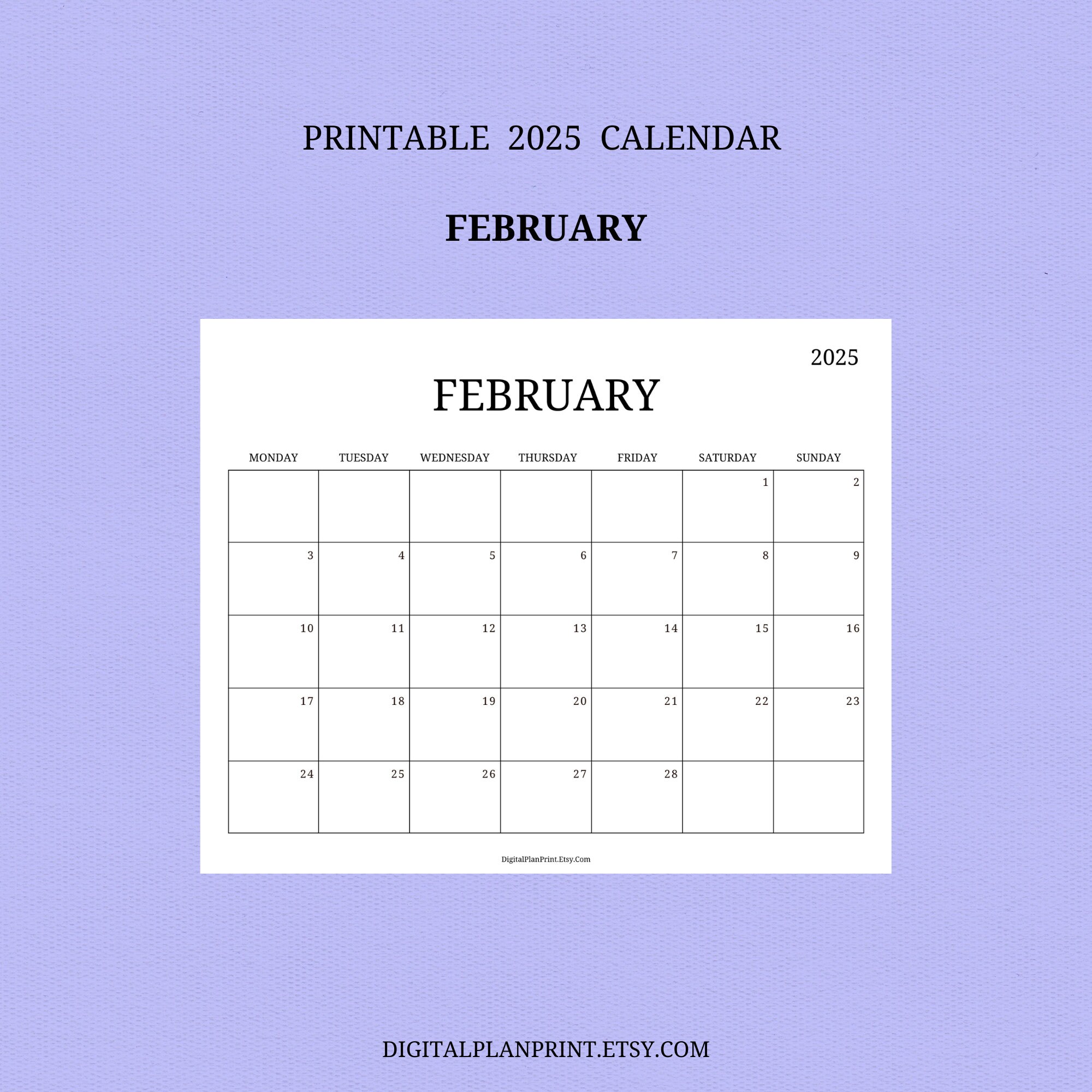 2025 Monthly Calendar,printable,minimalist Style black Color Design,pdf