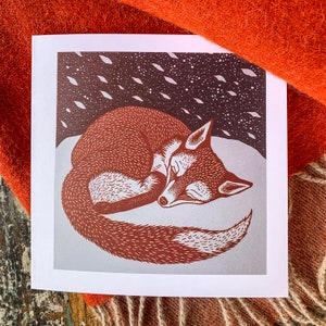 Greeting Card - Sleeping Fox in Snow