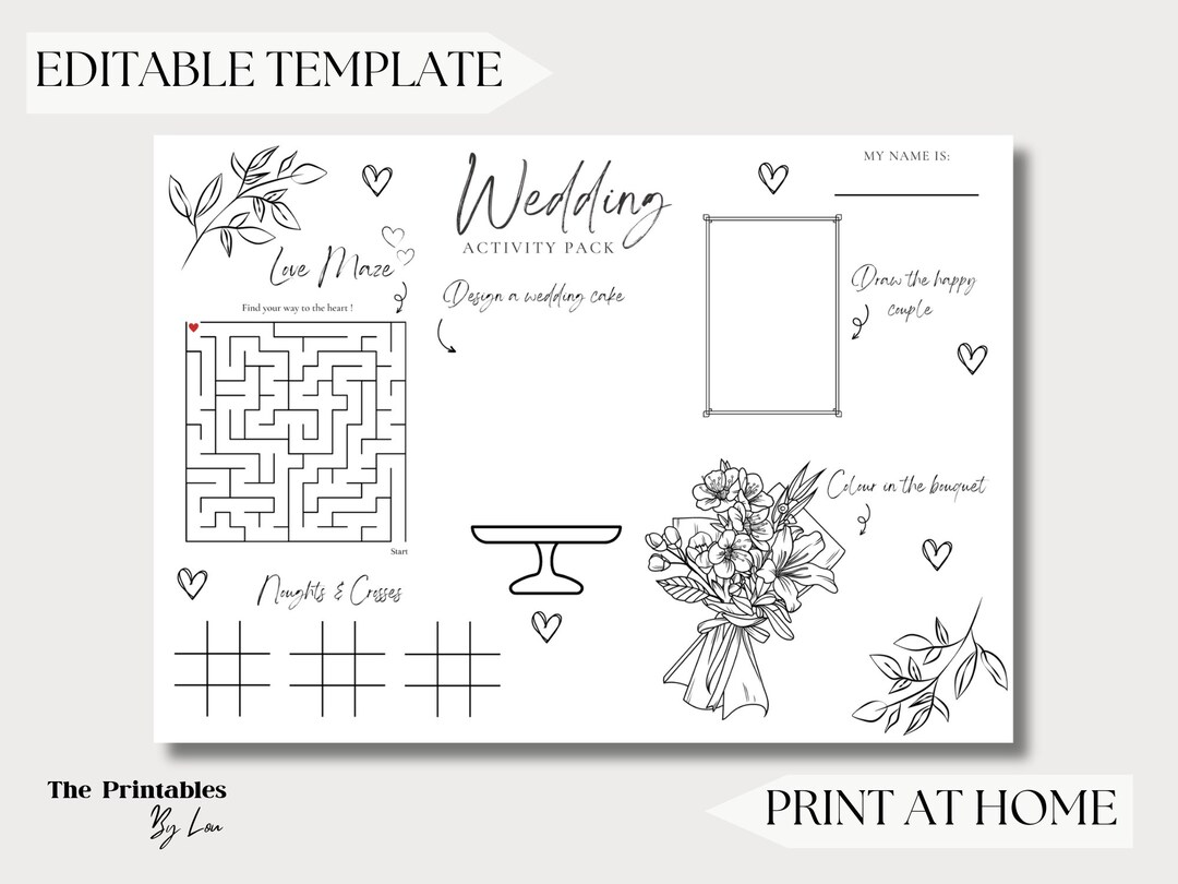 Children's Activity Placemat , Kids Wedding Activity Mat , Wedding ...