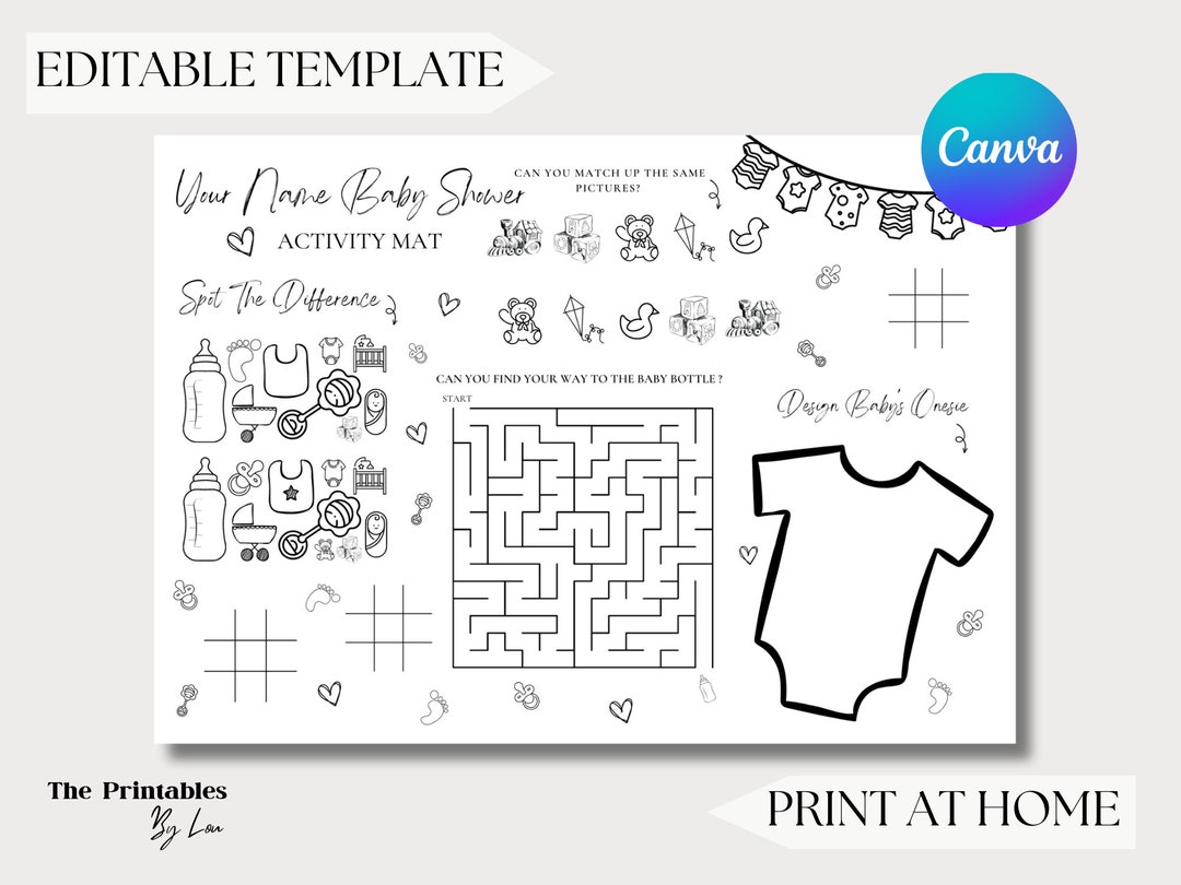 Personalised Kids Baby Shower Activity Mat baby Shower Etsy