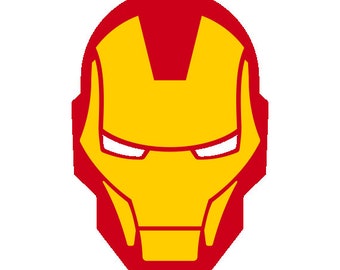 May include: A cartoon illustration of a superhero's mask in red and yellow.