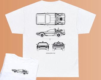 Back to the Future Delorean Engineer Blueprint - Car fan Gift, Car Lovers, Bttf, 80s film, Car Gift, Delorean, car guy shirt, car girl shirt