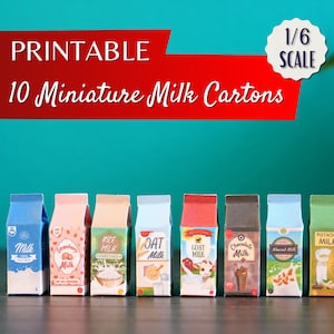 10 miniatuurafdrukbare melkpakken