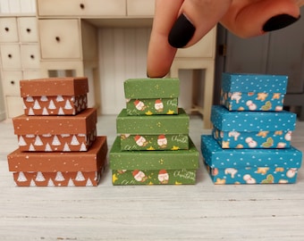 Miniature Christmas Boxes 1/6 scale Instant Digital Download PDF Printable
