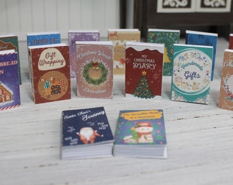 15 Miniature Christmas BOOK COVERS 1/6 scale Instant Digital Download PDF Printable