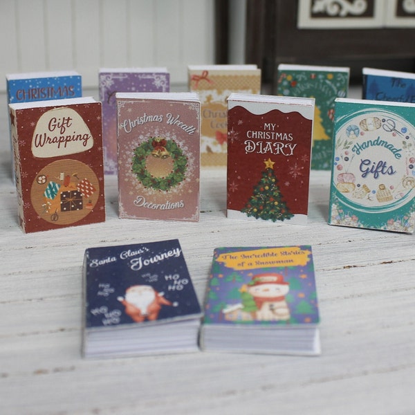 15 Miniature Christmas BOOK COVERS 1/6 scale Instant Digital Download PDF Printable