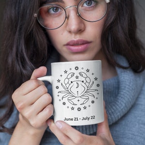 Keramische mok 11oz kanker, kanker horoscoop drinkware, juni juli verjaardagscadeau, astrologie symbool mok, sterrenbeeld Kreeft, Kreeft cadeau