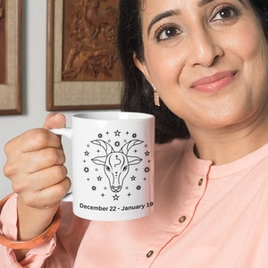 Tazza in ceramica da 11 once Simbolo del Capricorno, Segno zodiacale Capricorno, Tazza di astrologia di compleanno, Zodiaco di capra, Regalo Capricorno personalizzato, Elemento Terra,