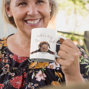 Tasse en céramique 11oz, Quelle journée j’ai eu tasse, tasse pour chien, tasse Labrador comique, tasse pour animaux de compagnie, tasse pour les amoureux des chiens, cadeau pour les promeneurs de chiens,