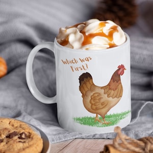 Mug en céramique 11 oz poulet et oeuf, cadeau unique pour les amateurs de poulet, adorable tasse de fantaisie poulet et oeuf, tasse de café ou de thé poulet de Pâques,