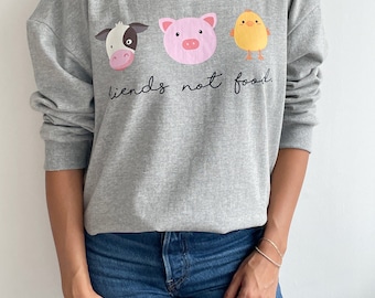 Friends Not Food Crewneck Sweatshirt | Gift for Vegan | Vegan Clothing | Animal Lover
