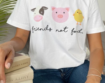 Friends Not Food T-Shirt | Vegan Clothing | Gift for Vegan | Animal Lover | Vegan Shirt | Friends Not Food
