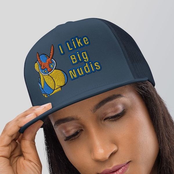 I Love BIG Nudis Flat Brim Trucker Hat for Marine Biologists and Divers