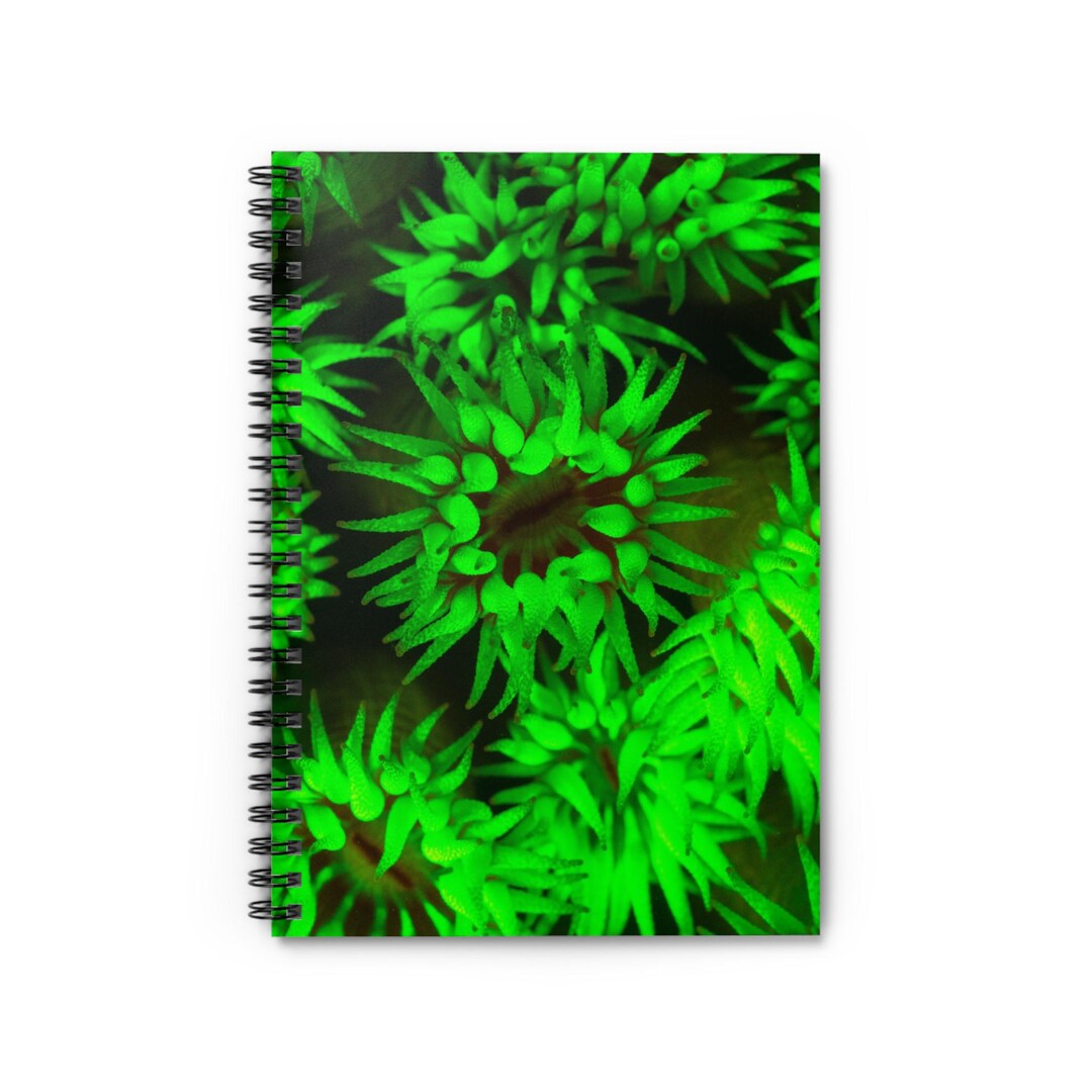 Fluoro Coral Spiral Notebook With Oceanic Design, Sea Life Journal ...