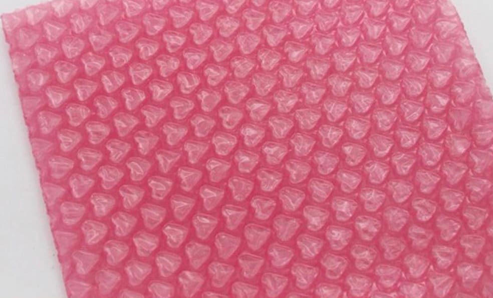 Light Pink Heart Bubble Wrap Sheet