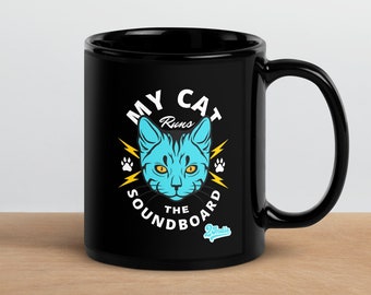 My Cat Runs The Soundboard Mug, Funny Cat Mug, Cute Cat Mug, Music Producer Mug, Music Producer Gift, Cat Lover Gift